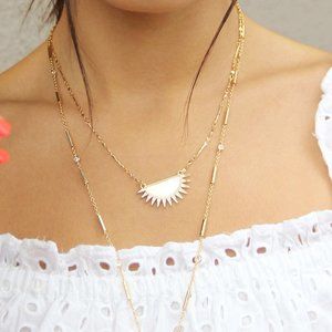 Sunset Reflection Mother Of Pearl Pendant Necklace